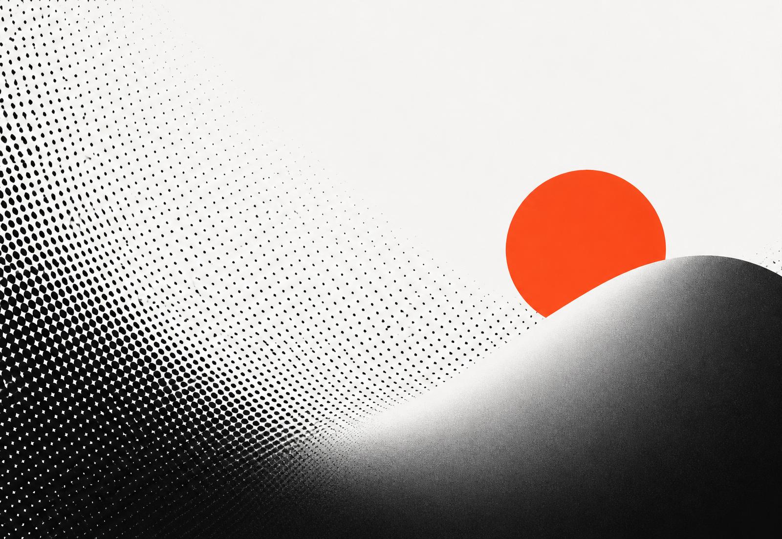 Halftone gradient representing customer signals resolving into clarity